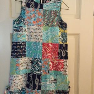 Euc girls Lilly pulitzer nautical patchwork shift size 14 multi sailor patch